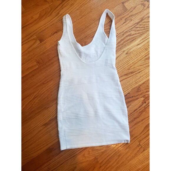Vintage Arden B White Textured Ribbed Bodycon Sleeveless Mini Dress Small - Picture 3 of 8